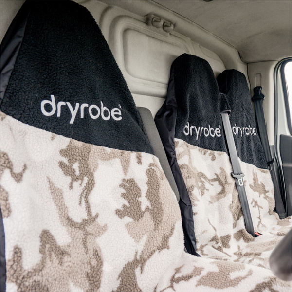 2026 Dryrobe Dubbele Autostoelhoes DRDCSC - Zandkleurige Camouflage / Black